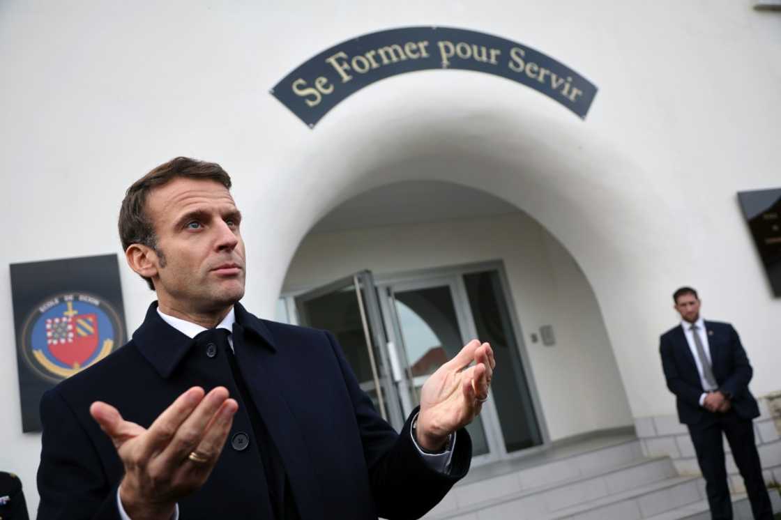 France's President Emmanuel Macron speaks to the media on Friday France's President Emmanuel Macron speaks to the media on Friday