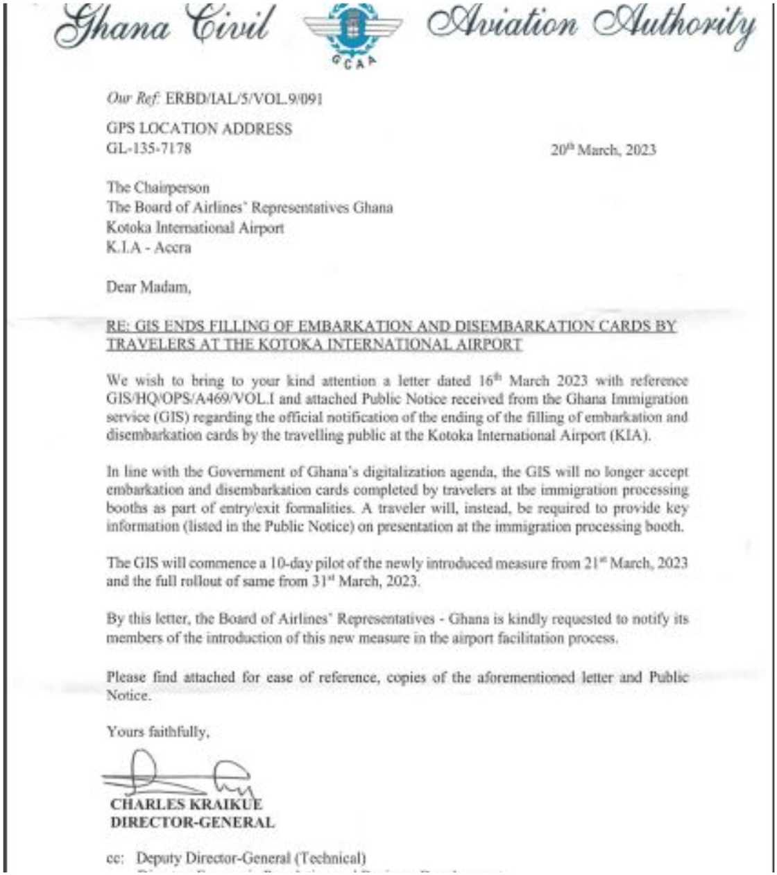 GIS has explained that the directive is due to government's digitalisation agenda GIS has explained that the directive is due to government's digitalisation agenda