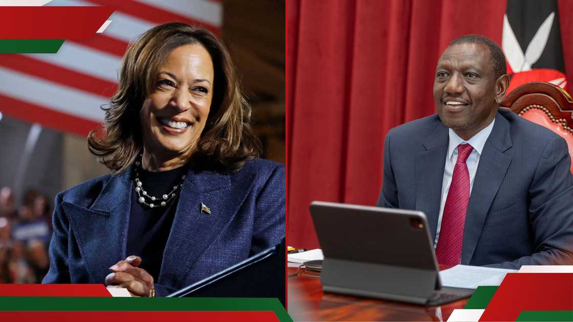 Kamala Harris smiling and President William Ruto during X space with Kenyans. Kamala Harris smiling and President William Ruto during X space with Kenyans.