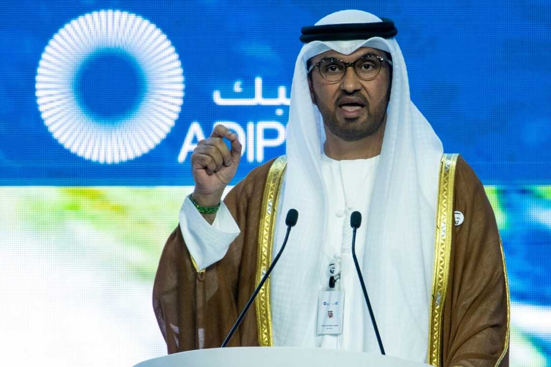COP28 president Sultan Ahmed al-Jaber speaks at a petroleum event in Abu Dhabi in October 2023 COP28 president Sultan Ahmed al-Jaber speaks at a petroleum event in Abu Dhabi in October 2023