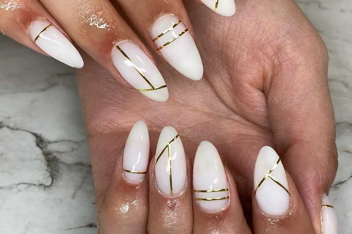 White nails with design