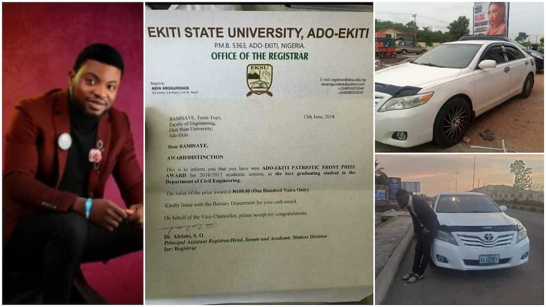 Best graduating student who got N100 as prize in 2018 finally succeeds, buys himself new car Best graduating student who got N100 as prize in 2018 finally succeeds, buys himself new car