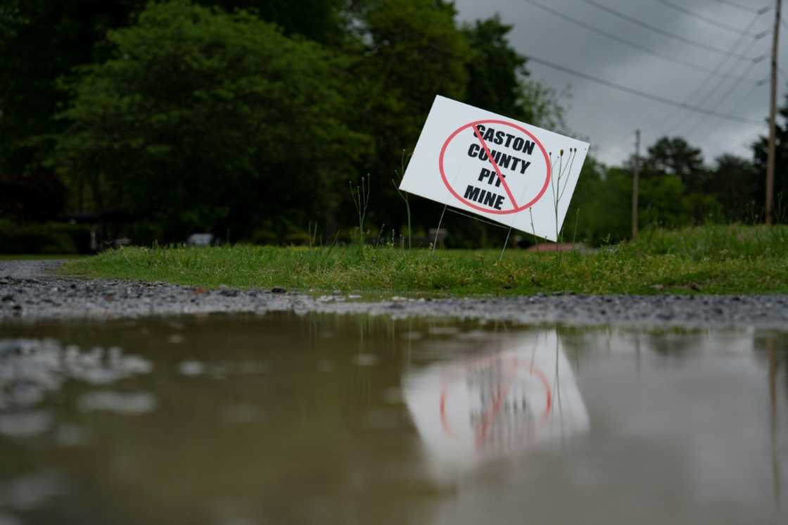 Signs indicating opposition are seen outside homes near a proposed lithium mine in North Carolina Signs indicating opposition are seen outside homes near a proposed lithium mine in North Carolina