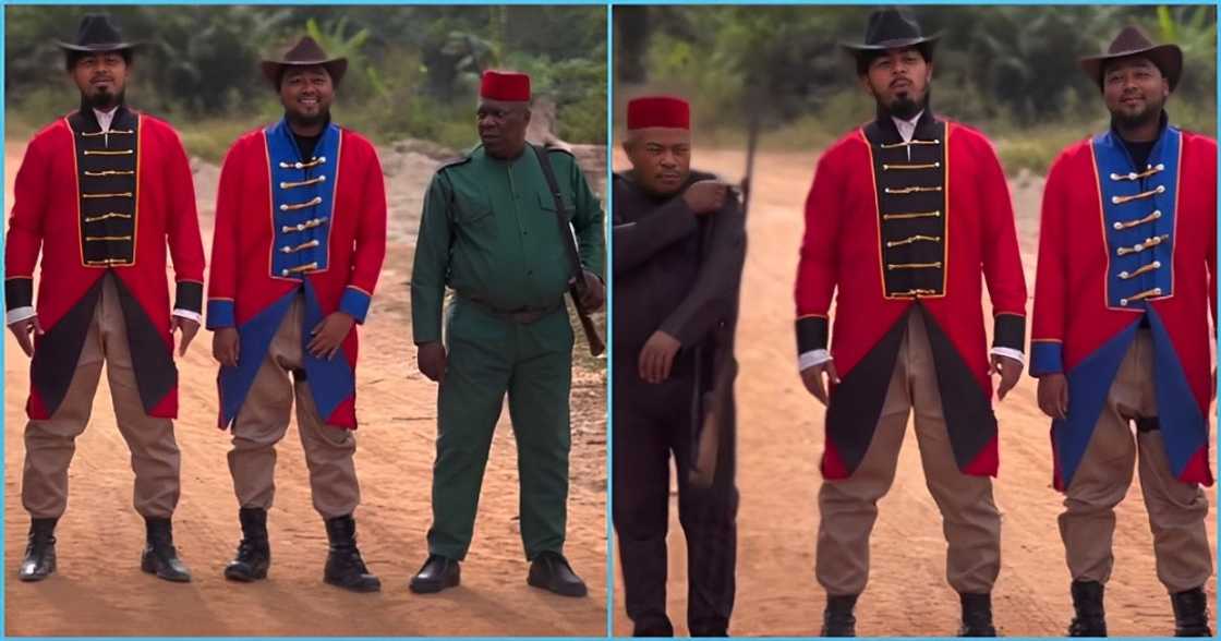 Nollywood actors on a film set