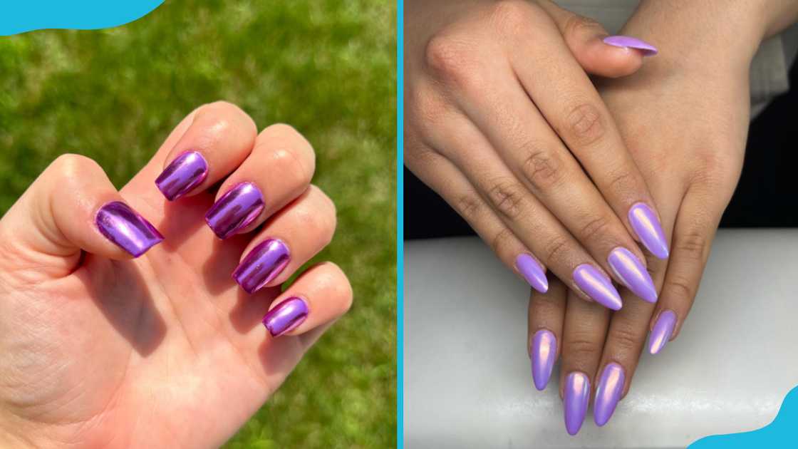 Purple chrome nails