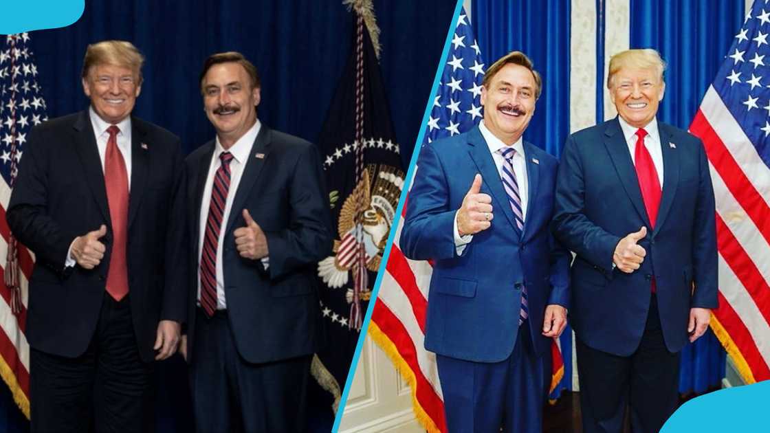 Mike Lindell takes pictures with Donald Trump