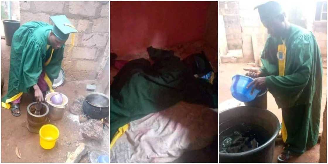 Reactions as student wears matric gown to cook and sleep after the ceremony, says he cannot return it yet as he got it for 5k Reactions as student wears matric gown to cook and sleep after the ceremony, says he cannot return it yet as he got it for 5k