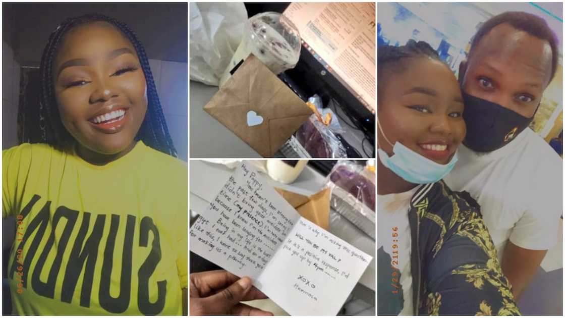Nigerian lady spoils her boyfriend with N5k gifts, delivers sweets package, love note to his workplace Nigerian lady spoils her boyfriend with N5k gifts, delivers sweets package, love note to his workplace
