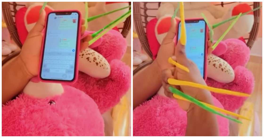 Lady with long nails trying to type Lady with long nails trying to type