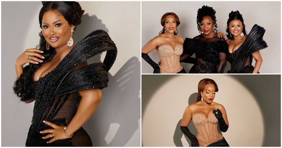 International Women's Day: Nana Ama McBrown, Joselyn Dumas And Naa Ashorkor Pose Together In Black Gowns