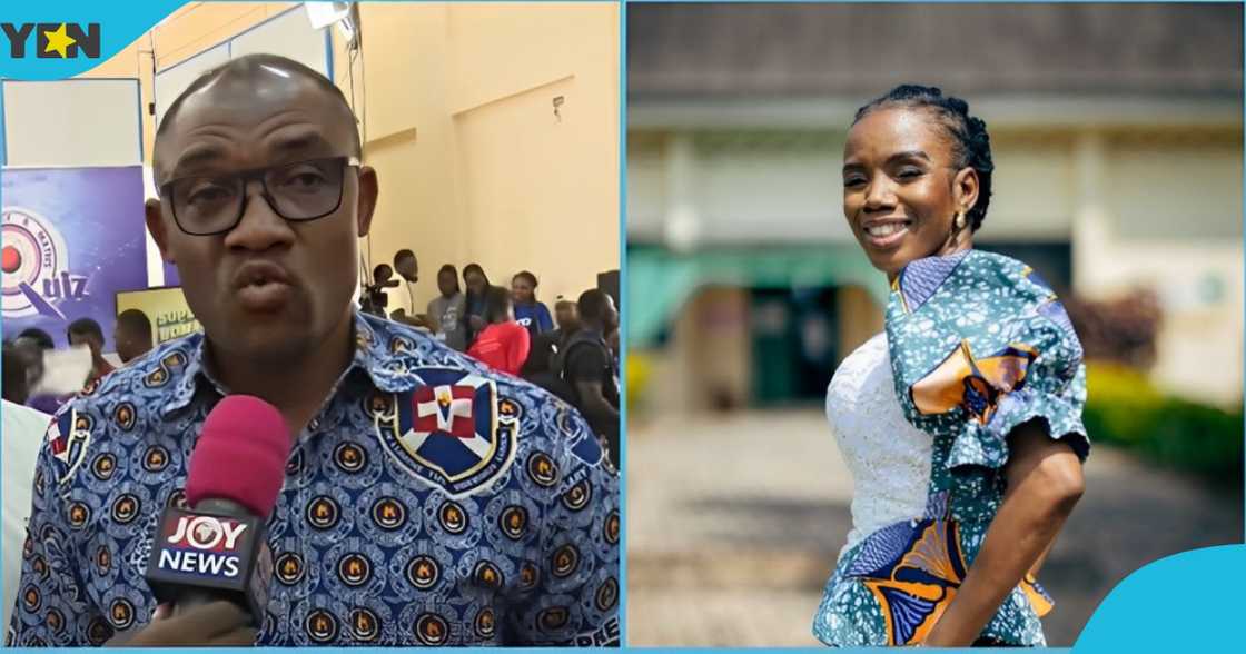 A photo of the Assistant headmaster of Presec speaking his school exited the NSMQ. A photo of the Assistant headmaster of Presec speaking his school exited the NSMQ.