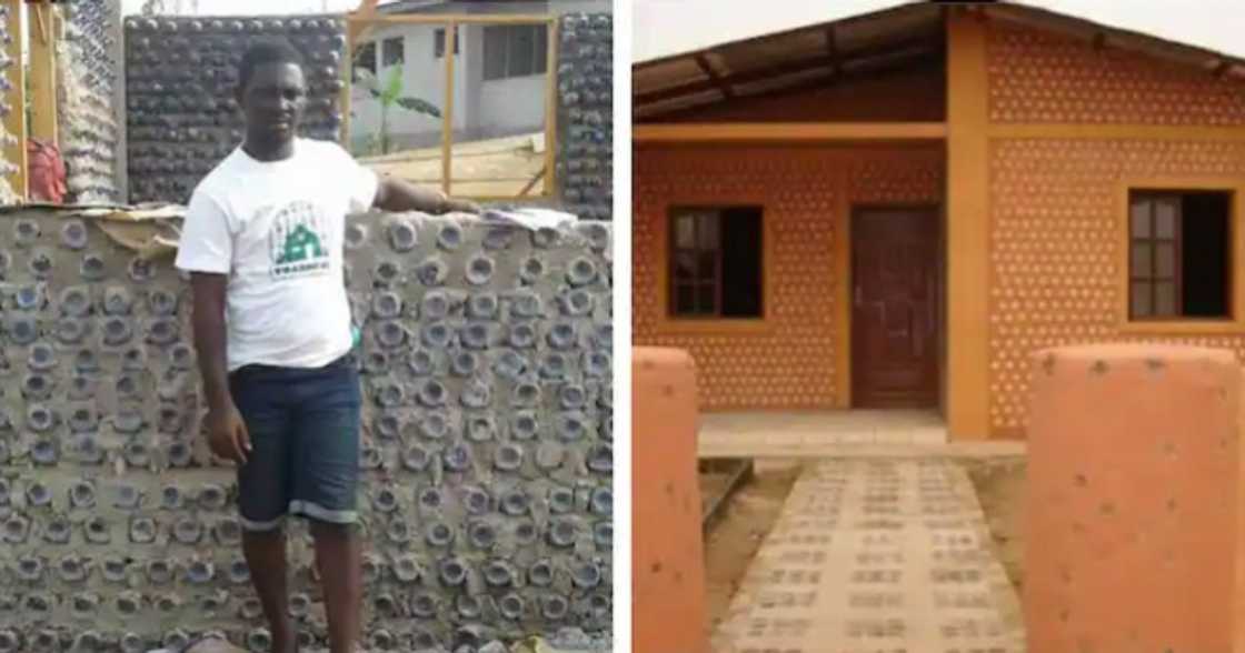 Paul poses with a Toa House under construction. Paul poses with a Toa House under construction.