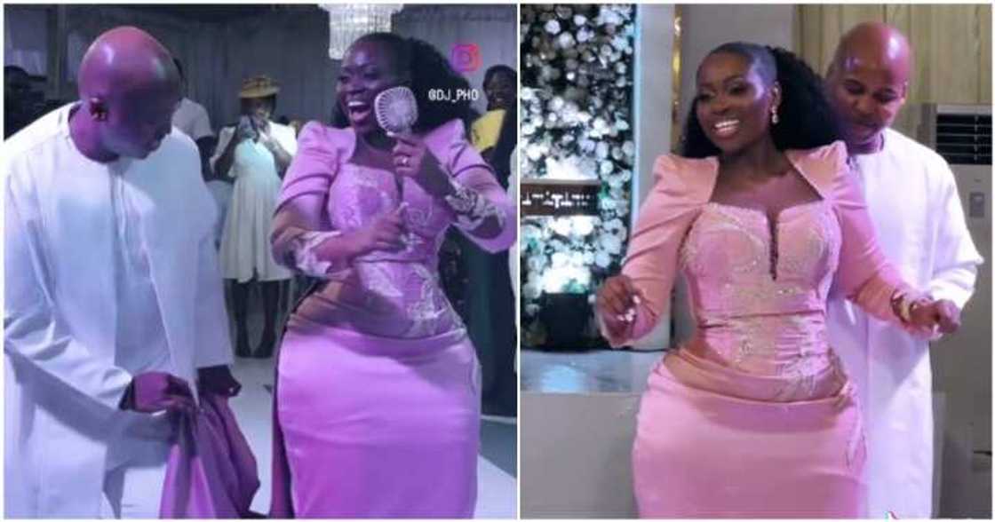 Curvy bride shows off her dances moves. Curvy bride shows off her dances moves.