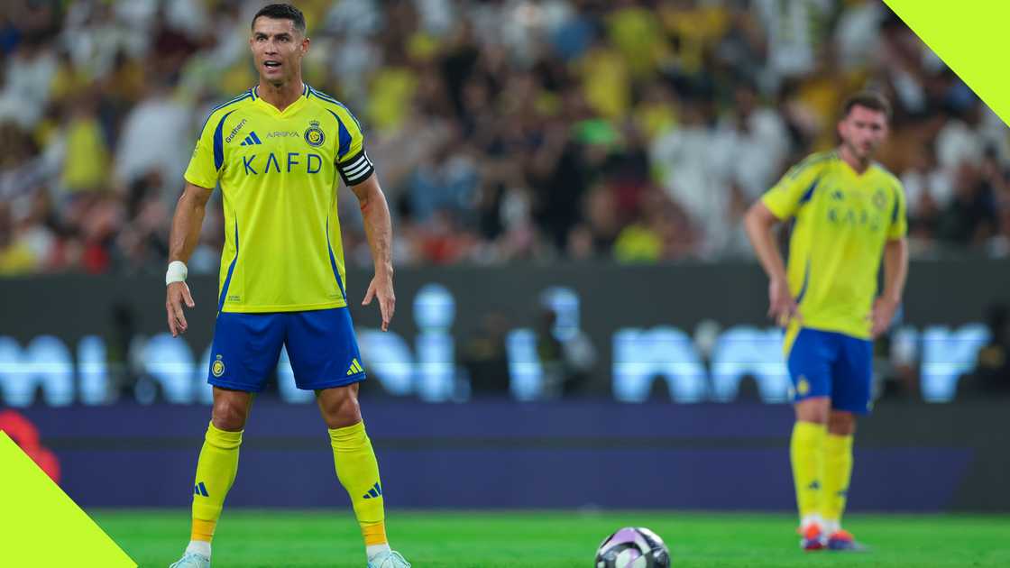 Cristiano Ronaldo scores from a free kick during Al-Nassr's second Saudi Pro League outing against Al Feiha.