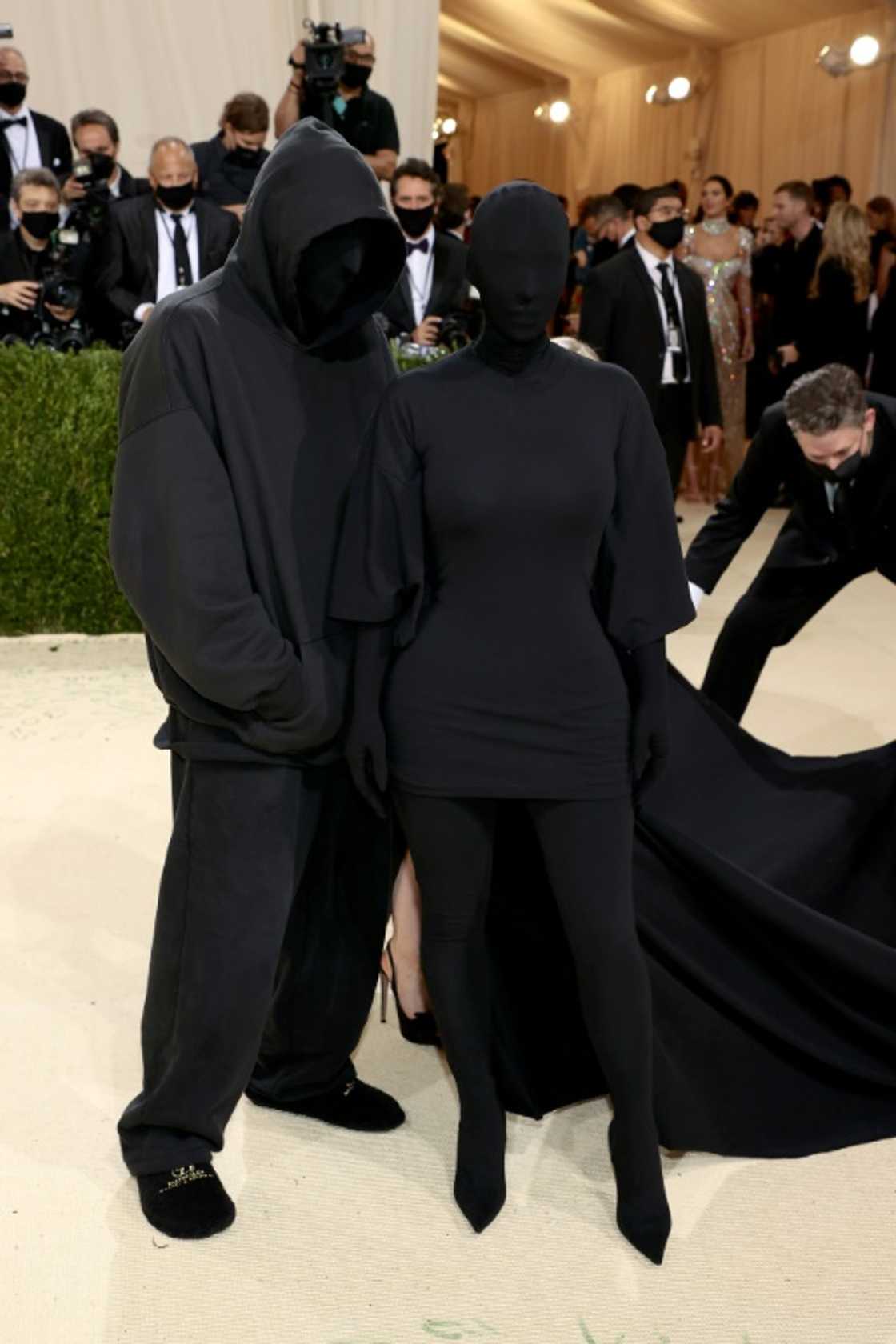 Demna's daring designs have included a head-to-toe black shroud that US reality television star Kim Kardashian (right) wore to the Met Gala in 2021 Demna's daring designs have included a head-to-toe black shroud that US reality television star Kim Kardashian (right) wore to the Met Gala in 2021