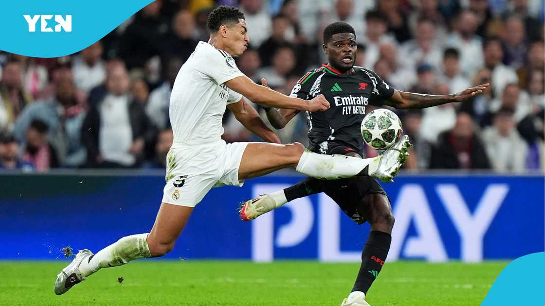 Thomas Partey had 100 percent accuracy during Arsenal's 2-1 win against Real Madrid on Wednesday, April 16, 2025. Photo by Angel Martinez. Thomas Partey had 100 percent accuracy during Arsenal's 2-1 win against Real Madrid on Wednesday, April 16, 2025. Photo by Angel Martinez.
