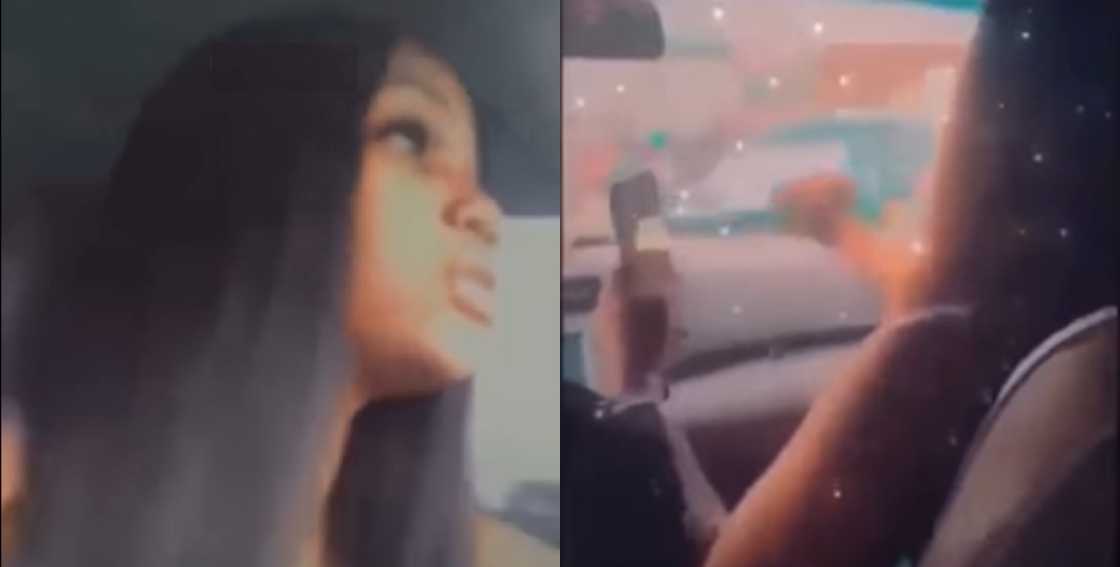Collage showing lady faking driving Collage showing lady faking driving