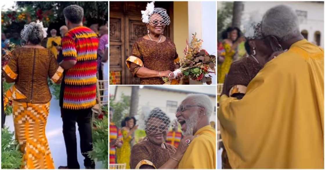 Old couple commemorate their 60th wedding anniversary.