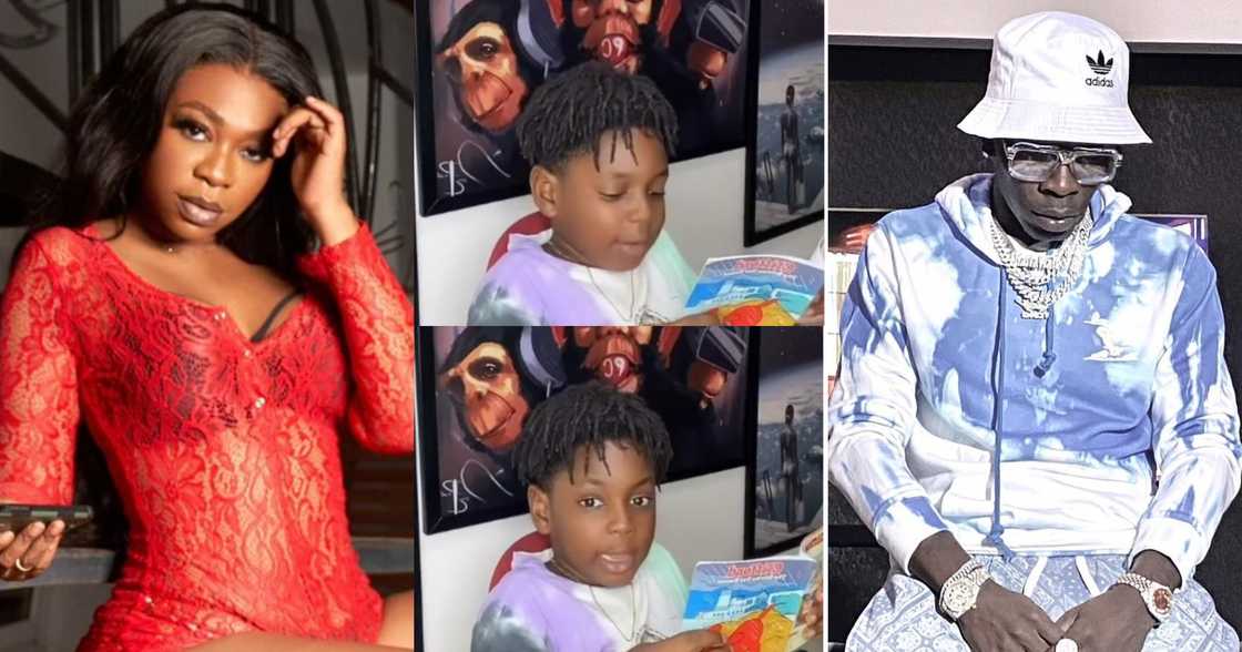 Majesty: Shatta Wale And Michy's Son Reads Like An American Boy In New Video; Fans Praise His Mom Majesty: Shatta Wale And Michy's Son Reads Like An American Boy In New Video; Fans Praise His Mom