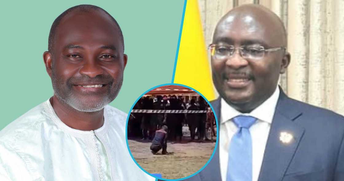 Photos of Kennedy Agyapong, Dr Bawumia, and the physically challenged man. Photos of Kennedy Agyapong, Dr Bawumia, and the physically challenged man.