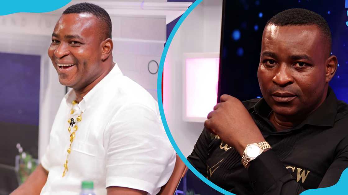 Chairman Wontumi in a white linen shirt (L) and in a black shirt Chairman Wontumi in a white linen shirt (L) and in a black shirt