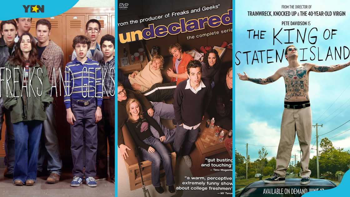 Judd Apatow movies and TV shows: Freaks and Geeks (L), Undeclared (C), The King of Staten Island (R) Judd Apatow movies and TV shows: Freaks and Geeks (L), Undeclared (C), The King of Staten Island (R)