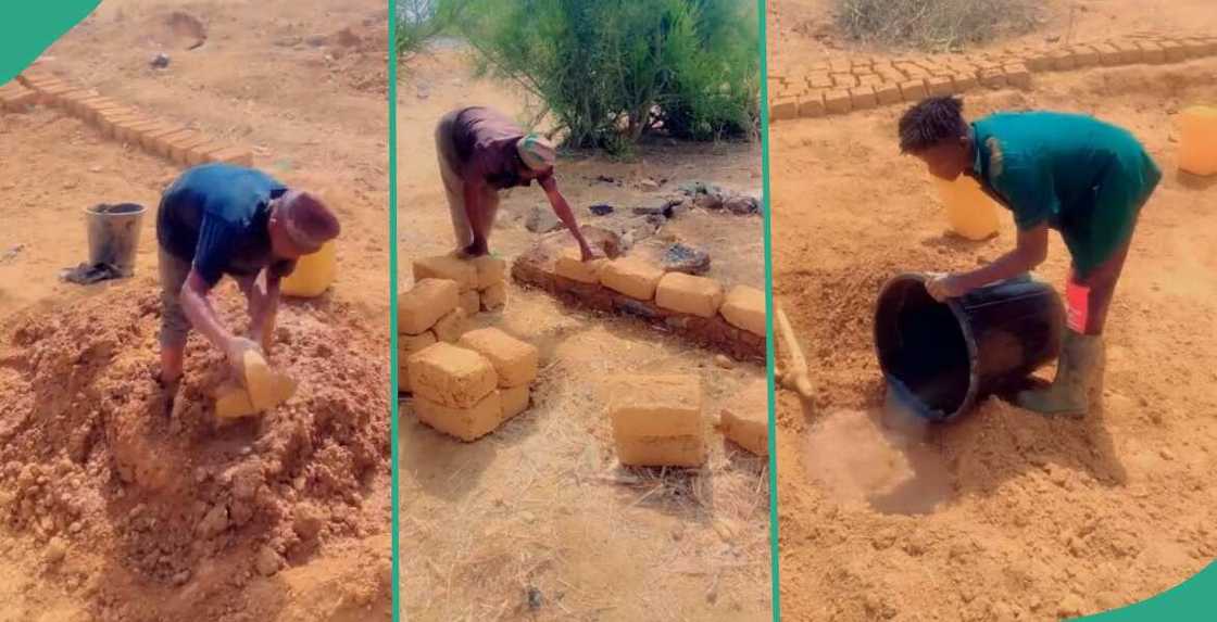Video emerges as man mixes sand to make bricks for building house Video emerges as man mixes sand to make bricks for building house