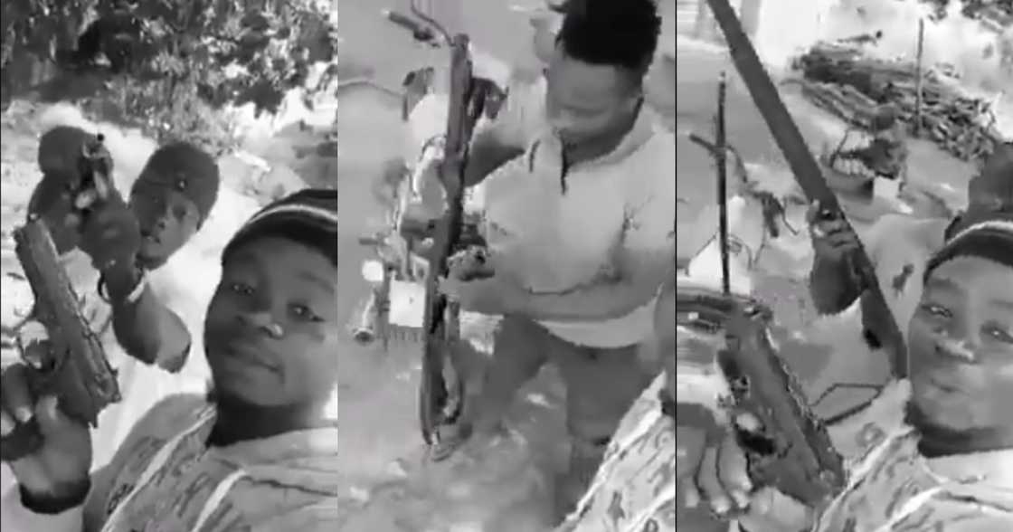 All my girlfriends have left me after I went viral - Man seen flaunting guns cries (video)