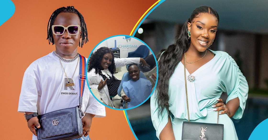 Shatta Bandle Visits Stonebwoy's Wife, Dr Louisa, For Dental Checkup After Fixing His Teeth (Photo)