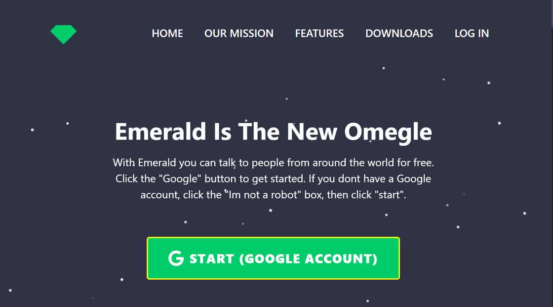 The Emerald Chat homepage. The Emerald Chat homepage.