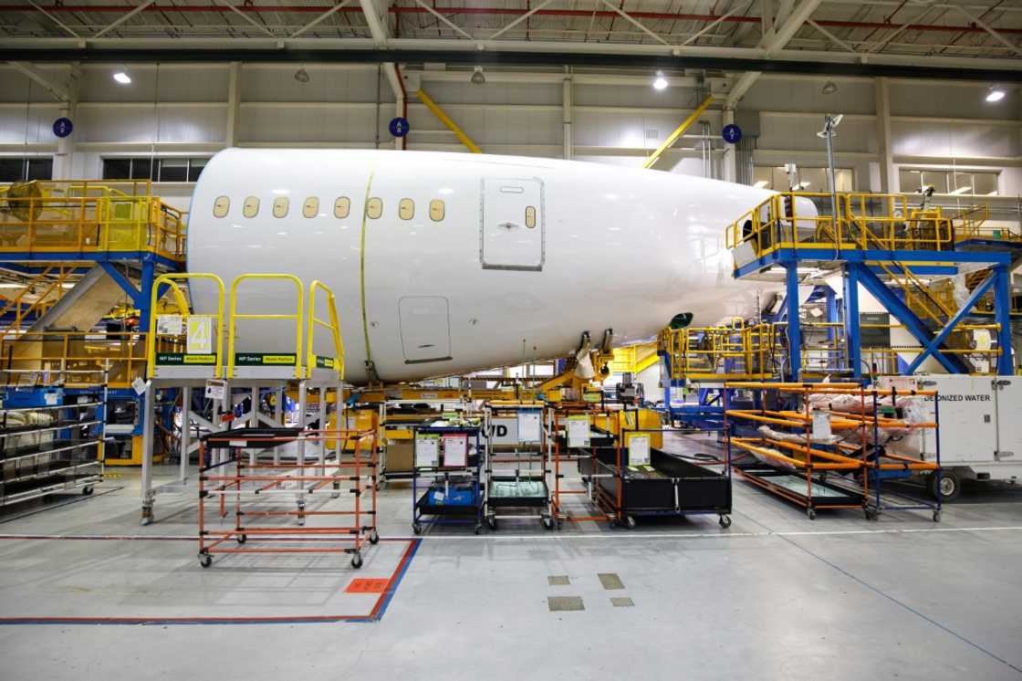 The factory floor at Boeing's North Charleston, South Carolina, manufacturing facility for the 787 Dreamliner