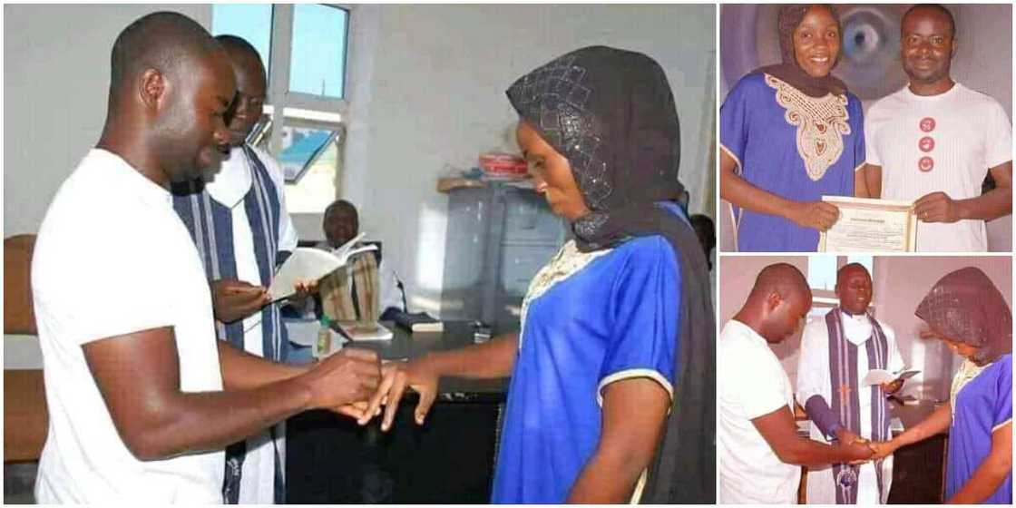 Mixed reactions as Nigerian couple tied the knot inside pastor's office wearing casual clothes Mixed reactions as Nigerian couple tied the knot inside pastor's office wearing casual clothes