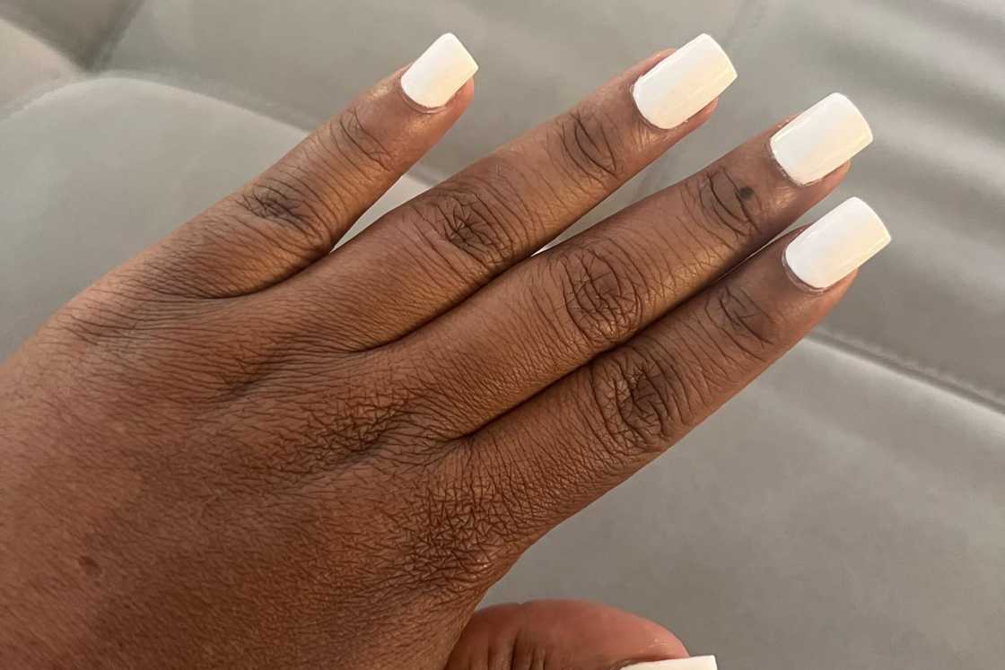 White nails with design