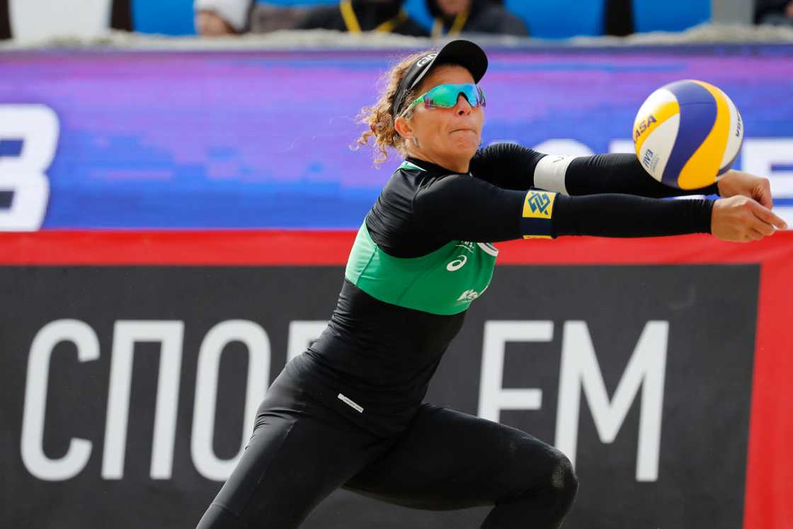 Female beach volleyball players