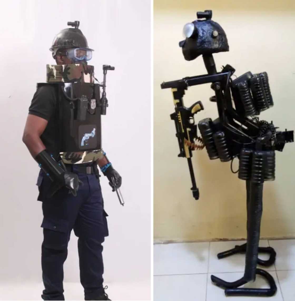 Ghanaian engineer builds security robot with surveillance camera. Ghanaian engineer builds security robot with surveillance camera.