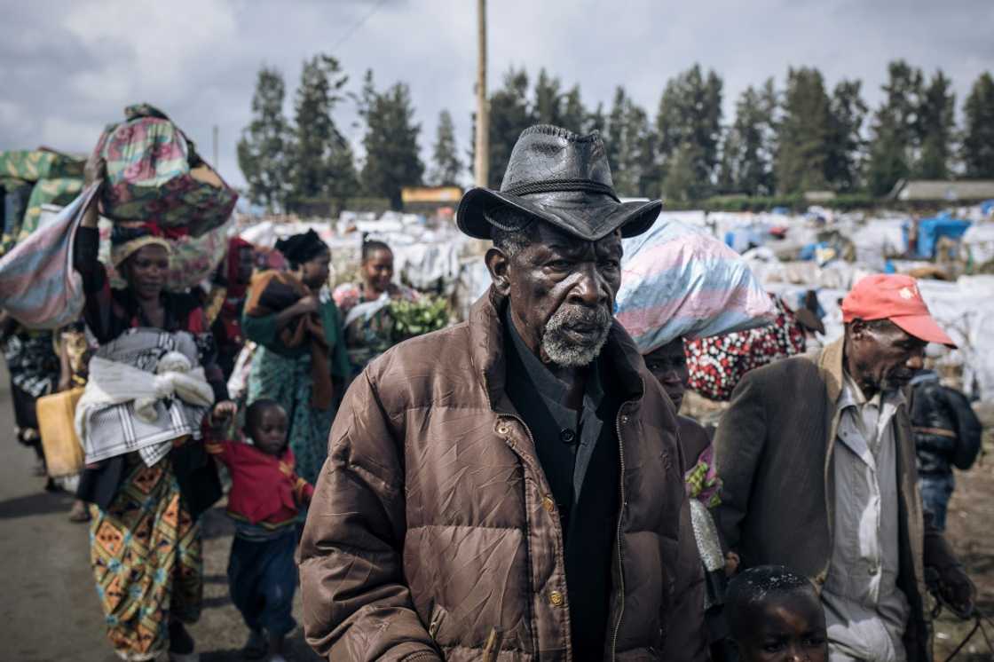 People displaced by the fighting in eastern DR Congo heading to Goma this week People displaced by the fighting in eastern DR Congo heading to Goma this week