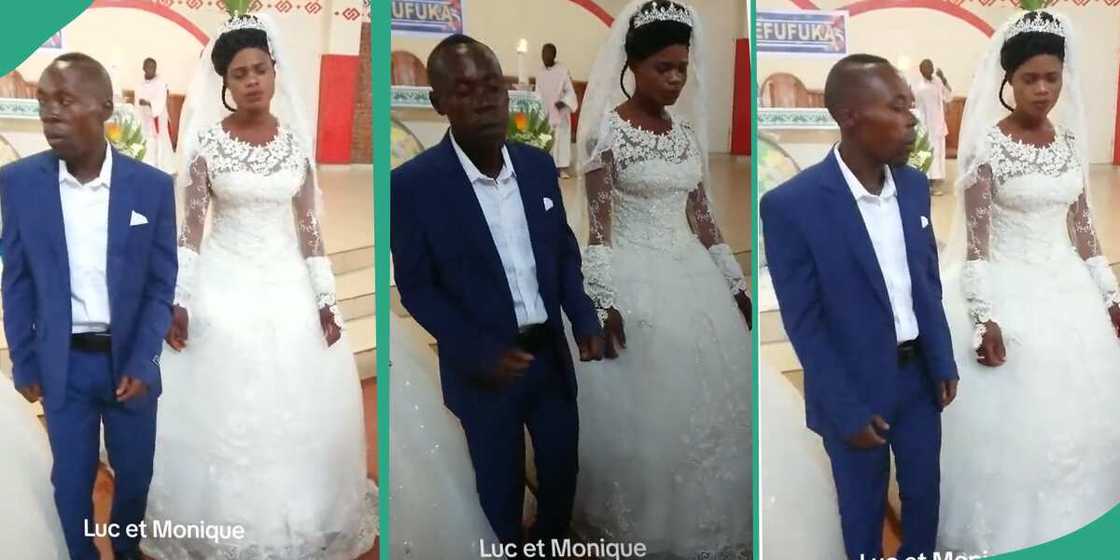 Bride and groom during their wedding.