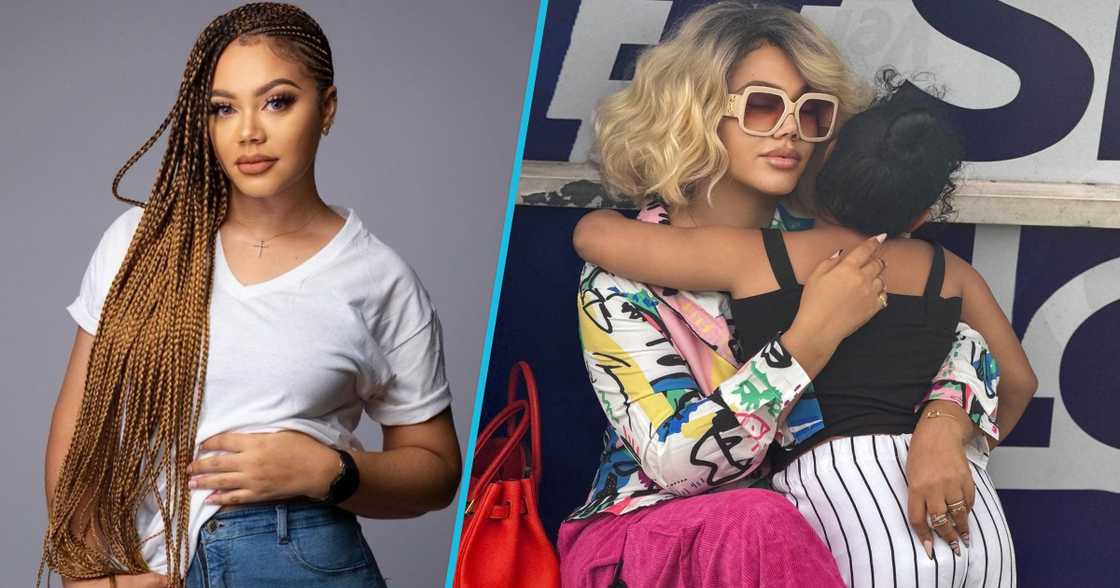 Nadia Buari and her daughter hugging Nadia Buari and her daughter hugging