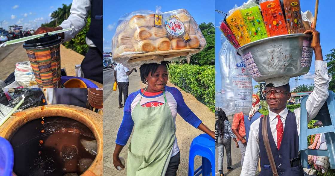 Ghanaians selling asaana and bread in Accra Ghanaians selling asaana and bread in Accra