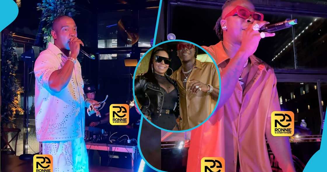 Ghanaian musician Stonebwoy and American musicians Ja Rule and Ashanti Ghanaian musician Stonebwoy and American musicians Ja Rule and Ashanti