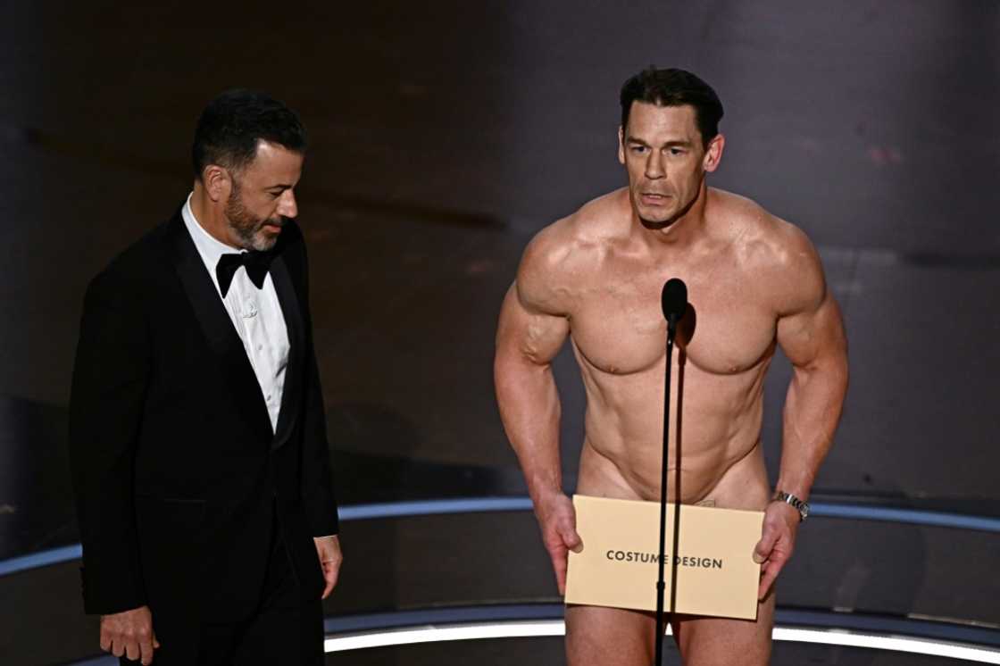 The Oscars, hosted by Jimmy Kimmel, featured a funny skit involving an (almost) naked John Cena The Oscars, hosted by Jimmy Kimmel, featured a funny skit involving an (almost) naked John Cena