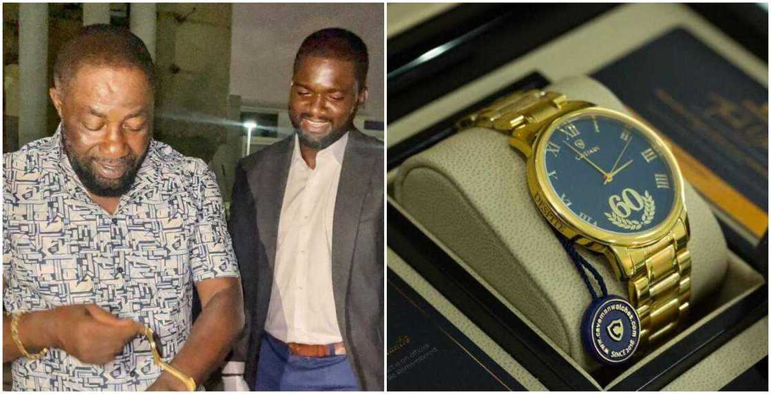 Anthony Dzamefe handing over GHc70k watch to Despite