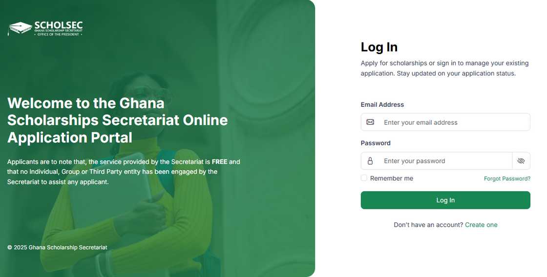 A screenshot of the Ghana Scholarship Secretariat portal A screenshot of the Ghana Scholarship Secretariat portal