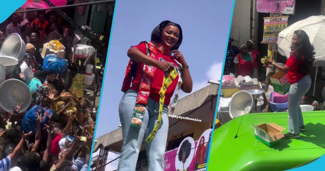 Nana Ama McBrown was mobbed by fans at Makola Market Nana Ama McBrown was mobbed by fans at Makola Market