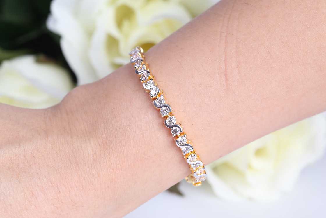 A close-up of a lovely tennis bracelet A close-up of a lovely tennis bracelet