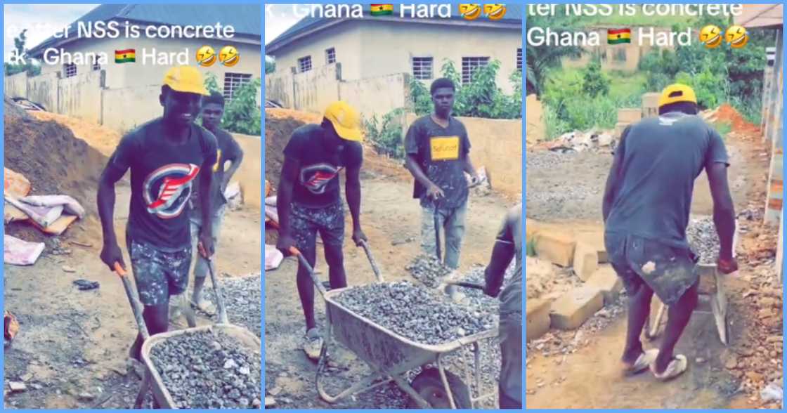 Photo of a young man doing construction work