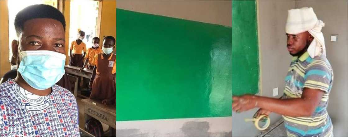 Nana Kojo Butler: Ghanaian teacher paints classroom with his money to welcome students (Photos)