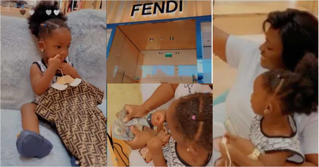 Rich Mama: Tracey Boakye Blows Dollars on Clothing for Daughter at Fendi shop in Dubai