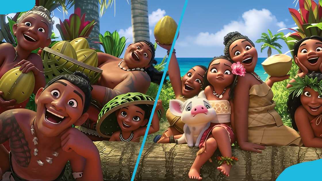 The Motunui villagers from Disney's film Moana. The Motunui villagers from Disney's film Moana.