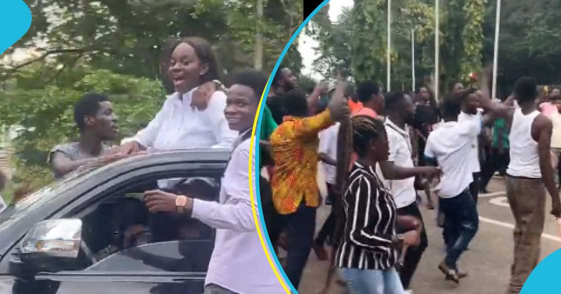 Photo of Yvonne Osei Adobea and excited KNUST students Photo of Yvonne Osei Adobea and excited KNUST students
